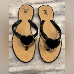 Dizzy Black Heart Sandals for Women